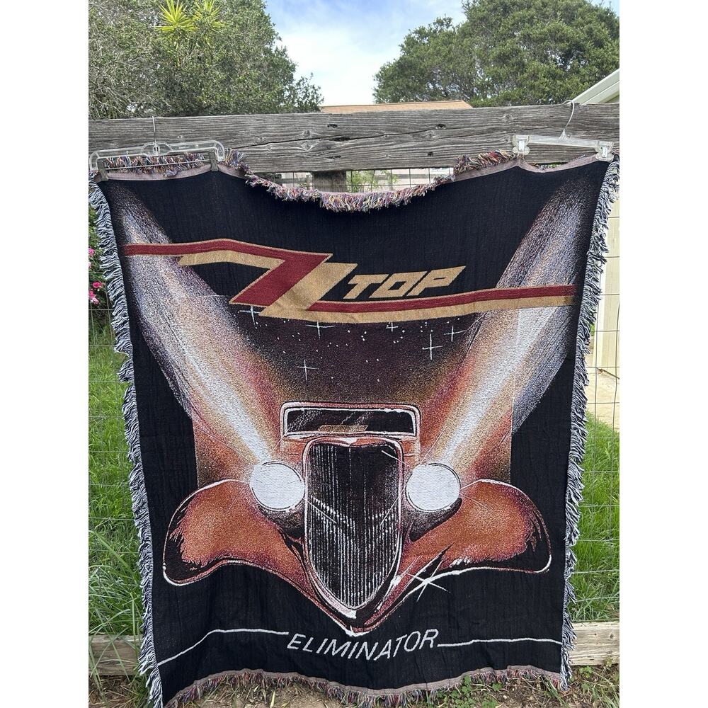 ZZ Top Eliminator 1983 Across the USA woven cotton throw Made in the USA